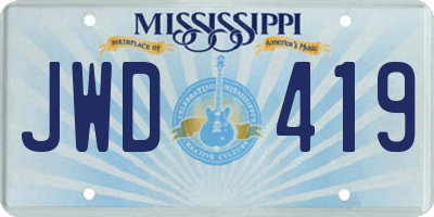 MS license plate JWD419