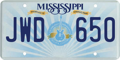 MS license plate JWD650