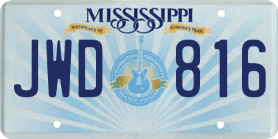 MS license plate JWD816