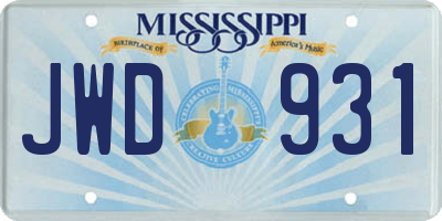 MS license plate JWD931