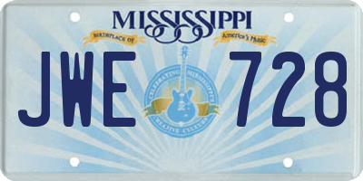 MS license plate JWE728