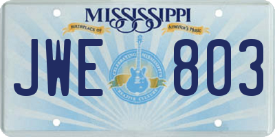 MS license plate JWE803