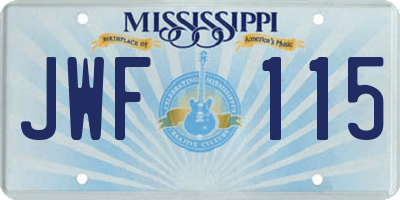 MS license plate JWF115