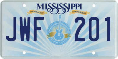MS license plate JWF201