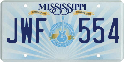 MS license plate JWF554