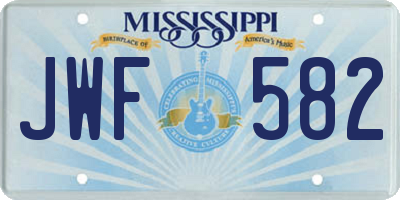 MS license plate JWF582