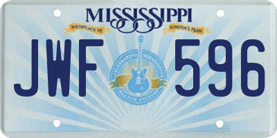 MS license plate JWF596
