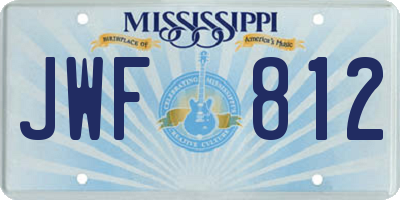 MS license plate JWF812