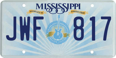 MS license plate JWF817