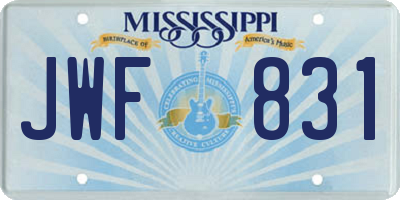 MS license plate JWF831