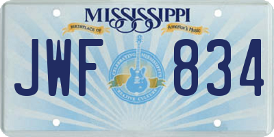 MS license plate JWF834