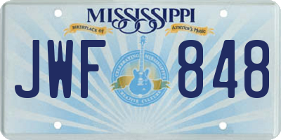 MS license plate JWF848