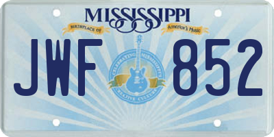 MS license plate JWF852