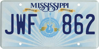 MS license plate JWF862