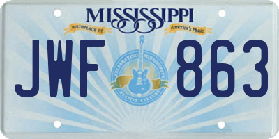 MS license plate JWF863