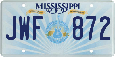 MS license plate JWF872