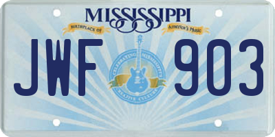 MS license plate JWF903