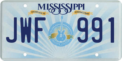 MS license plate JWF991