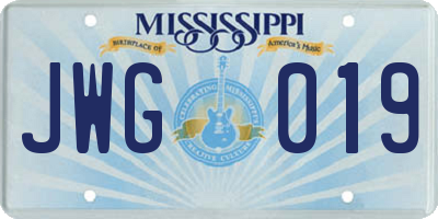 MS license plate JWG019