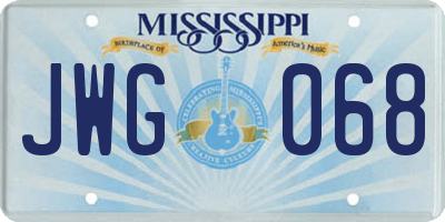 MS license plate JWG068
