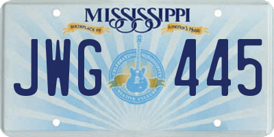 MS license plate JWG445