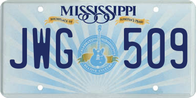 MS license plate JWG509