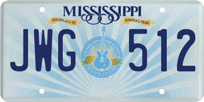 MS license plate JWG512
