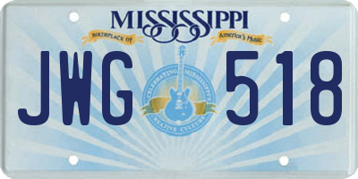 MS license plate JWG518