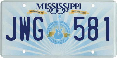 MS license plate JWG581