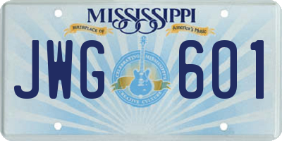 MS license plate JWG601