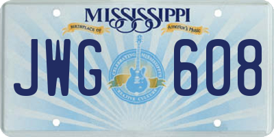 MS license plate JWG608