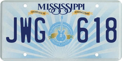 MS license plate JWG618