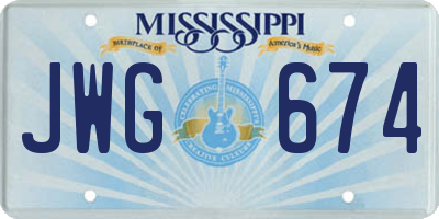 MS license plate JWG674