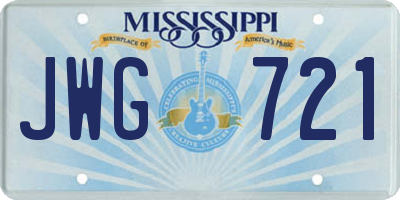 MS license plate JWG721
