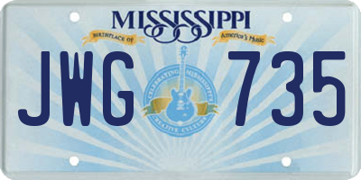 MS license plate JWG735