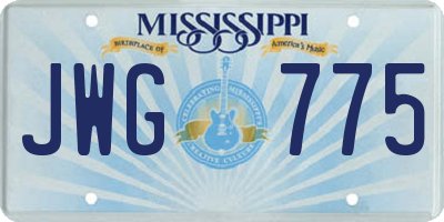 MS license plate JWG775