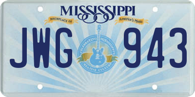 MS license plate JWG943