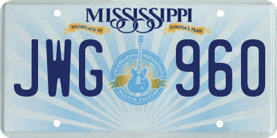 MS license plate JWG960