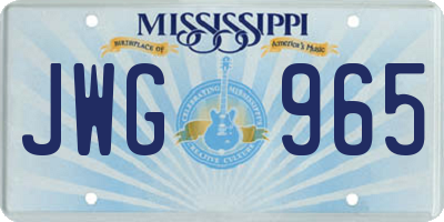 MS license plate JWG965