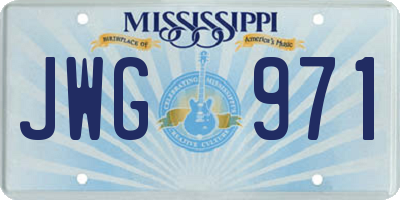 MS license plate JWG971