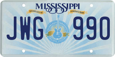MS license plate JWG990