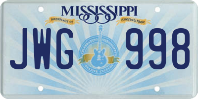 MS license plate JWG998