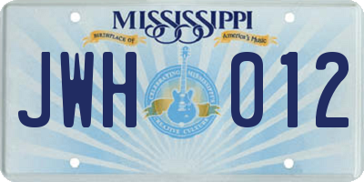 MS license plate JWH012