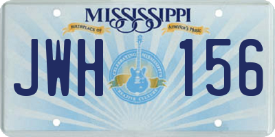 MS license plate JWH156