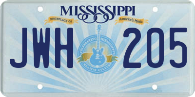 MS license plate JWH205