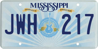 MS license plate JWH217