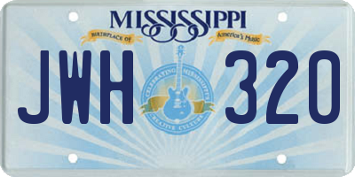MS license plate JWH320