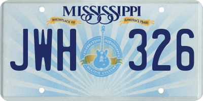MS license plate JWH326