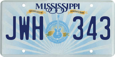 MS license plate JWH343