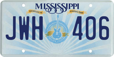 MS license plate JWH406